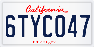 CA license plate 6TYC047