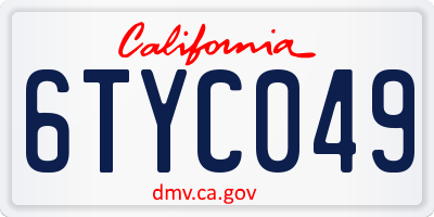 CA license plate 6TYC049