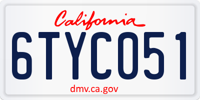 CA license plate 6TYC051