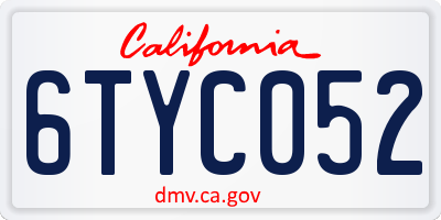 CA license plate 6TYC052