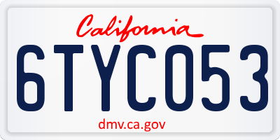 CA license plate 6TYC053