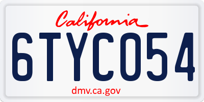 CA license plate 6TYC054