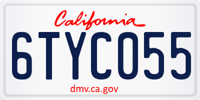 CA license plate 6TYC055