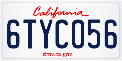 CA license plate 6TYC056