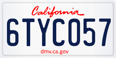 CA license plate 6TYC057