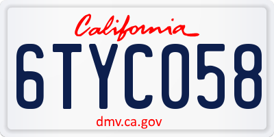 CA license plate 6TYC058