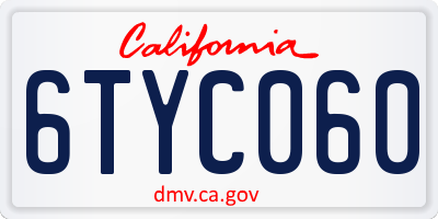CA license plate 6TYC060
