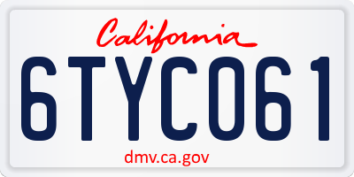 CA license plate 6TYC061