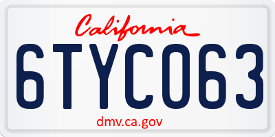 CA license plate 6TYC063