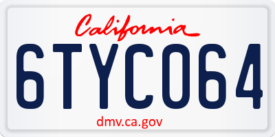 CA license plate 6TYC064