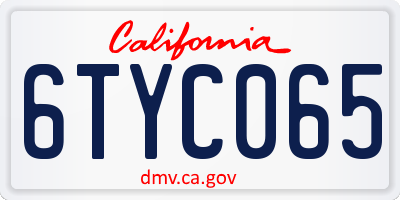 CA license plate 6TYC065