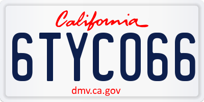 CA license plate 6TYC066