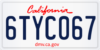 CA license plate 6TYC067