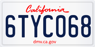 CA license plate 6TYC068