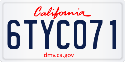 CA license plate 6TYC071