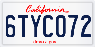 CA license plate 6TYC072