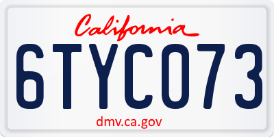 CA license plate 6TYC073