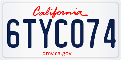 CA license plate 6TYC074