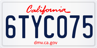 CA license plate 6TYC075