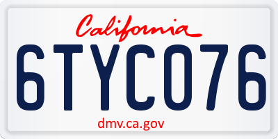CA license plate 6TYC076