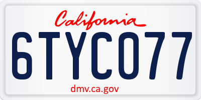CA license plate 6TYC077