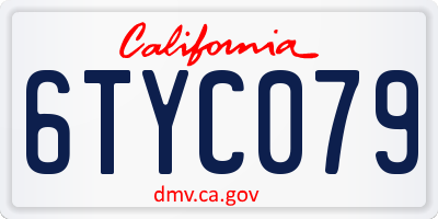 CA license plate 6TYC079