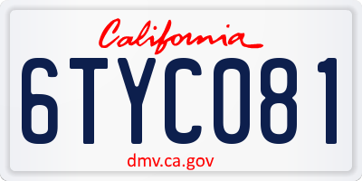CA license plate 6TYC081