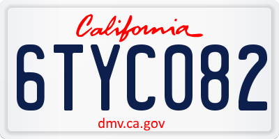 CA license plate 6TYC082