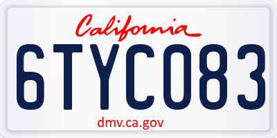 CA license plate 6TYC083