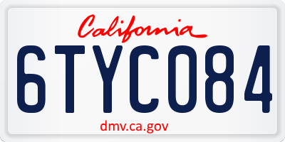 CA license plate 6TYC084