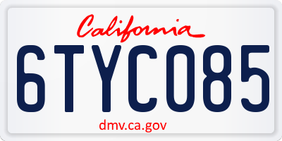 CA license plate 6TYC085