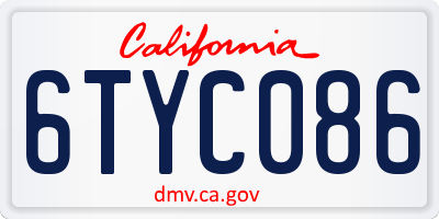 CA license plate 6TYC086