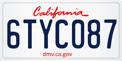 CA license plate 6TYC087