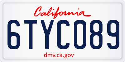 CA license plate 6TYC089