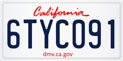 CA license plate 6TYC091