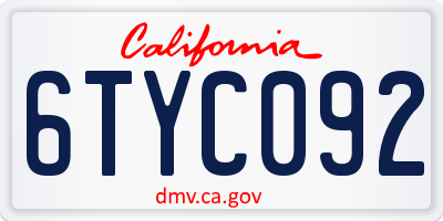 CA license plate 6TYC092