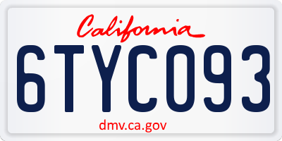 CA license plate 6TYC093