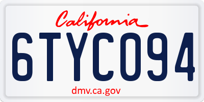 CA license plate 6TYC094