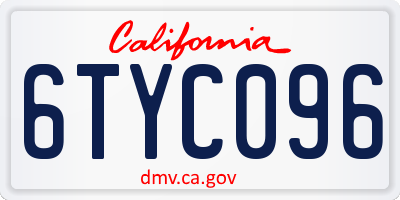 CA license plate 6TYC096