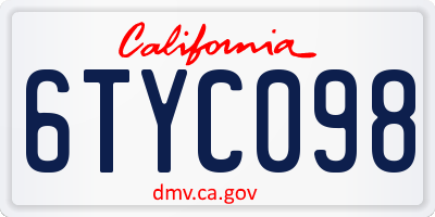 CA license plate 6TYC098