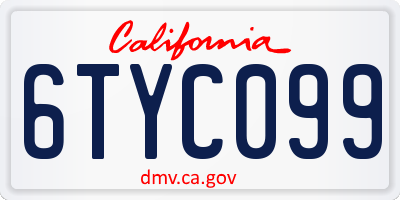 CA license plate 6TYC099