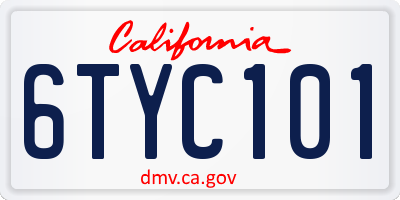 CA license plate 6TYC101
