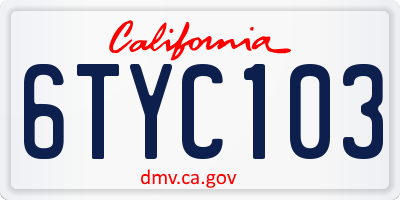 CA license plate 6TYC103