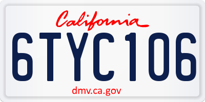 CA license plate 6TYC106