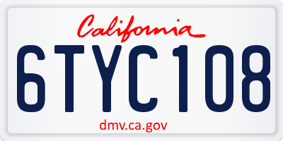 CA license plate 6TYC108