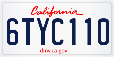 CA license plate 6TYC110
