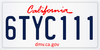 CA license plate 6TYC111