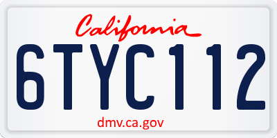 CA license plate 6TYC112