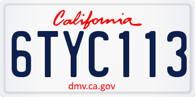 CA license plate 6TYC113