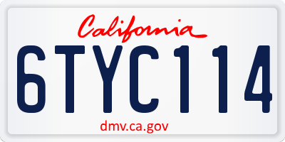 CA license plate 6TYC114